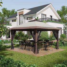 13' x 13' Pop Up Gazebo Instant Canopy Tent Shelter with 2-Tier Roof