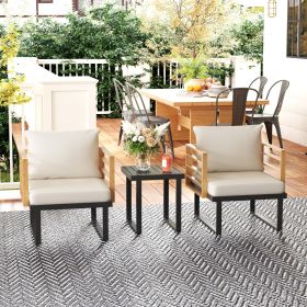 Outdoor Bistro Set Patio Furniture with Cushions for Porch (Option: Beige-710x625x370 mm)