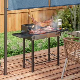 3-in-1 Vertical Charcoal BBQ Smoker Grill with 2 Cooking Areas and Thermometer (Option: Black-790x530x440 mm)