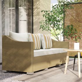 3 Seater Patio Couch with Cushions (Option: Cream White-700x540x760 mm)