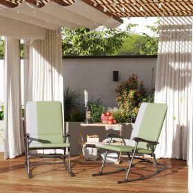 Outdoor Rocking Chairs Set of 2 (Option: Dark Green-1185x295x720 mm)