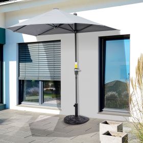 20lbs Half Round Patio Umbrella Base Outdoor Decorative Resin Parasol Stand Holder for Φ1.5" (Option: Black-560x105x475 mm)
