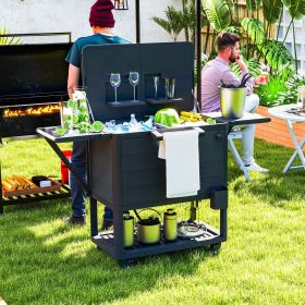 104 Quart Large Capacity Outdoor Cooler Cart (Option: Black-880x555x555 mm)